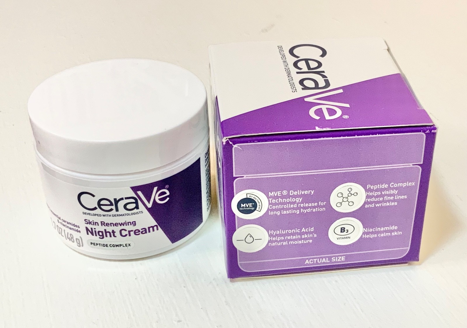 CeraVe SKIN RENEWING Face Night Cream w/ Peptide Complex. Hyaluronic Acid
