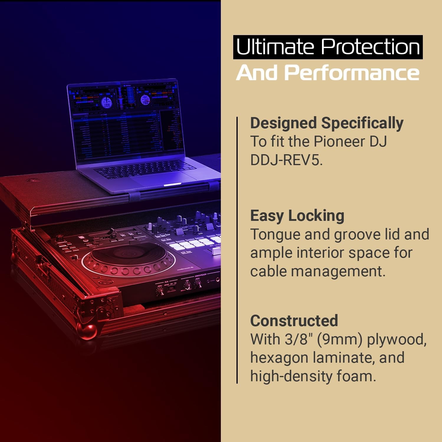 Headliner Pitch Black Flight Case Compatible with Pioneer DJ DDJ-REV5 Controller