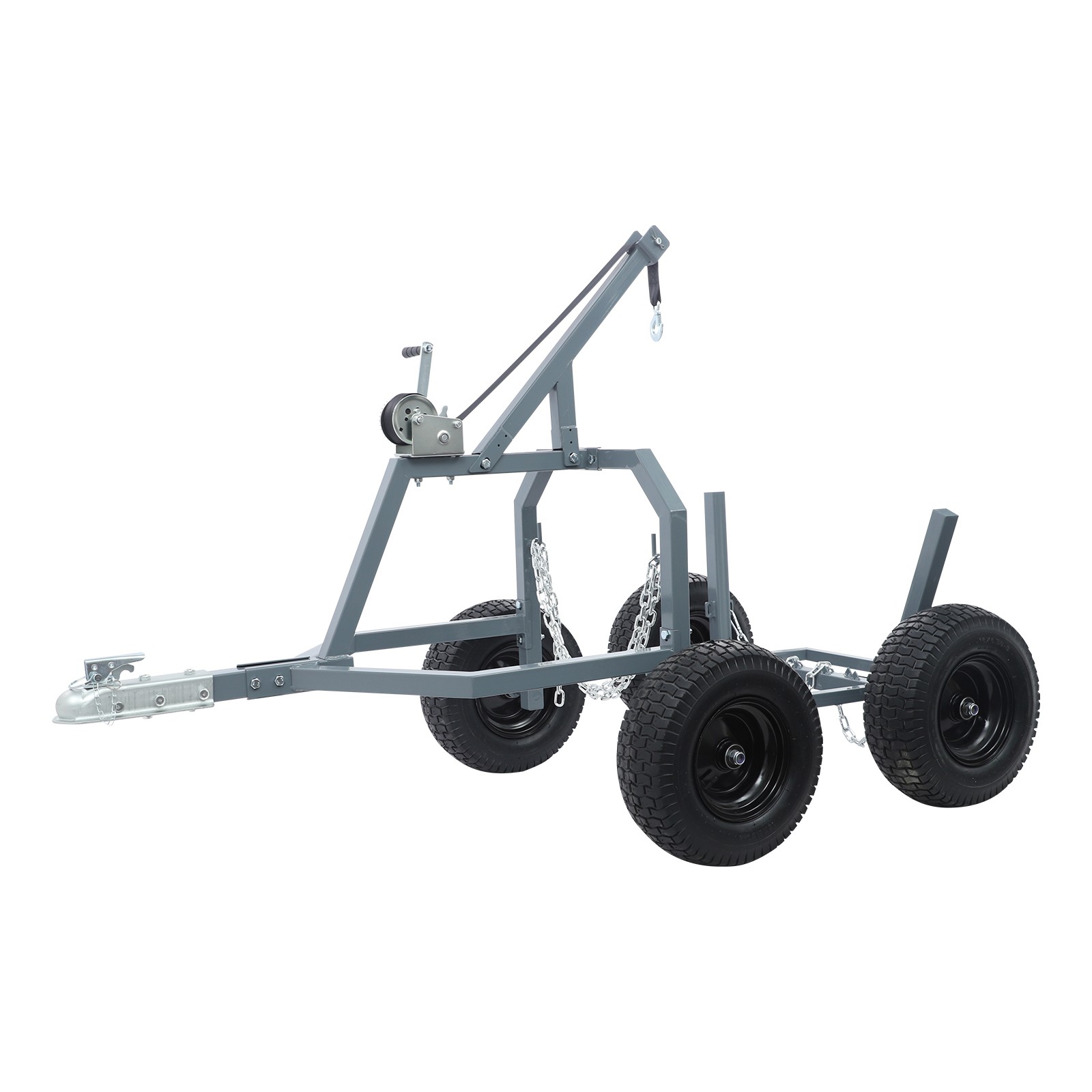 1600lb Log Trailer Heavy-Duty ATV Log Skidding Arch & Holder Set w/4x16in Wheels