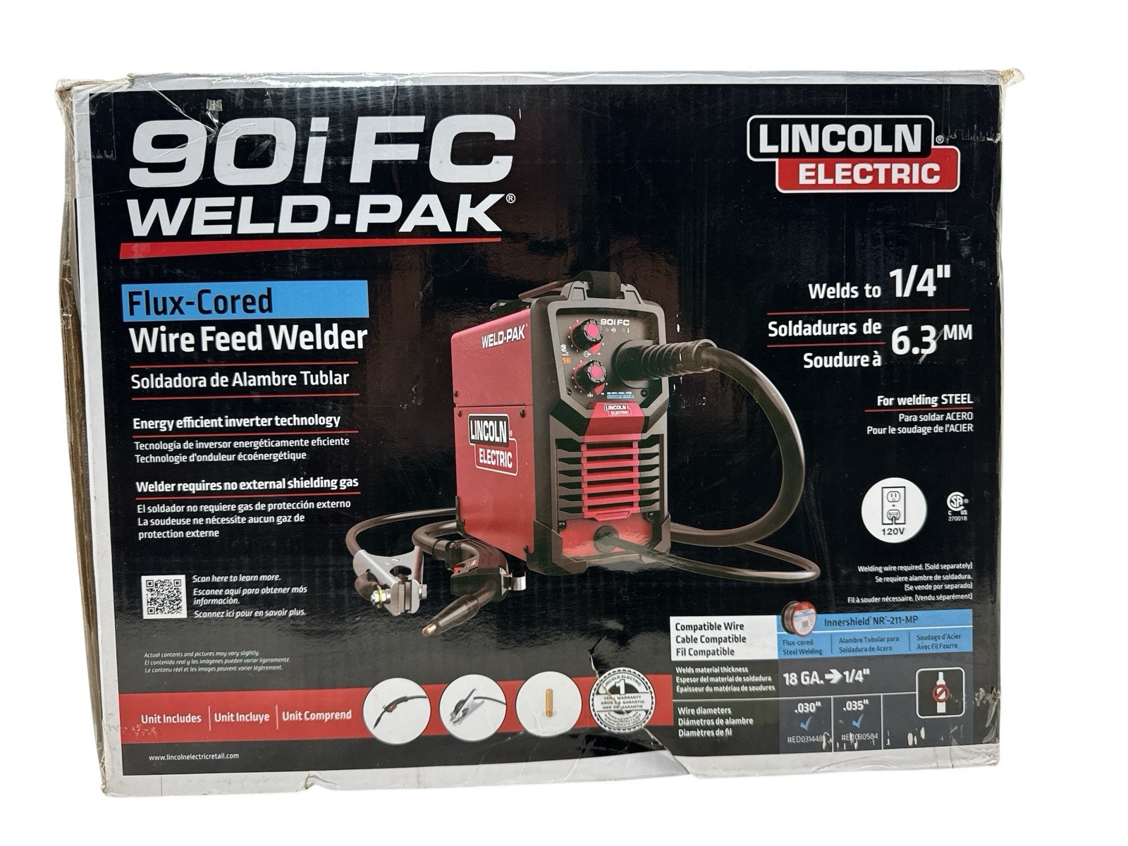 Lincoln Electric 90i FC WELD-PAK Flux-Cored Wire Feed Welder K5255-1  (OB)