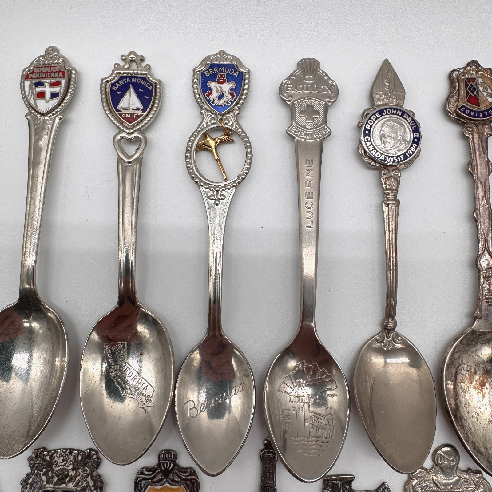 Lot of 47 Souvenir Spoons - World Countries - Silverplated EUC