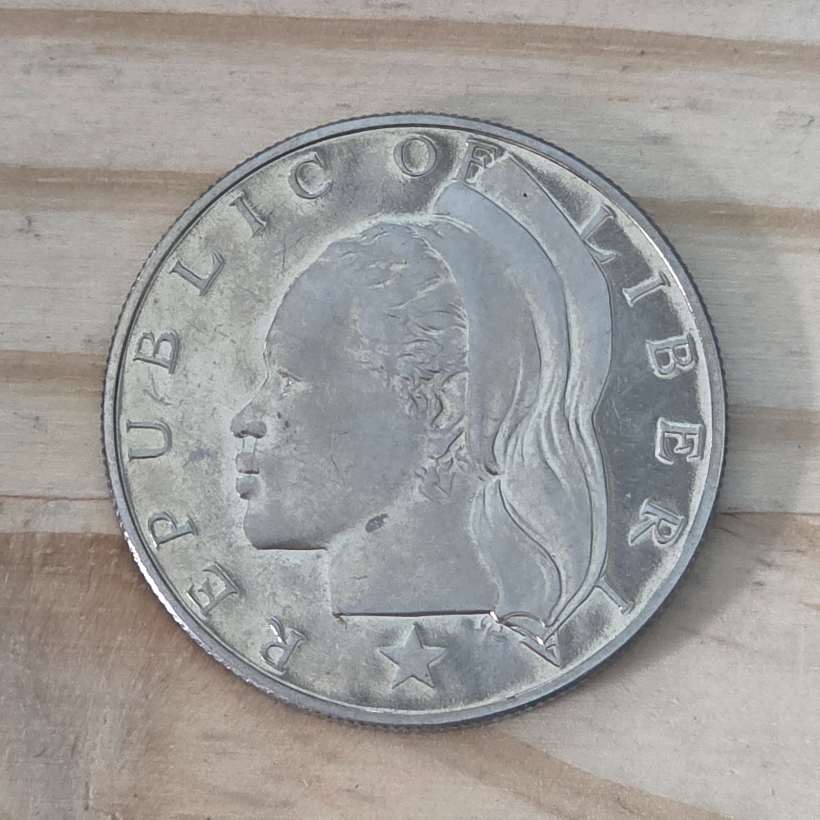 1974 Liberia Proof One Dollar Coin - Copper-Nickel KM#18a.2