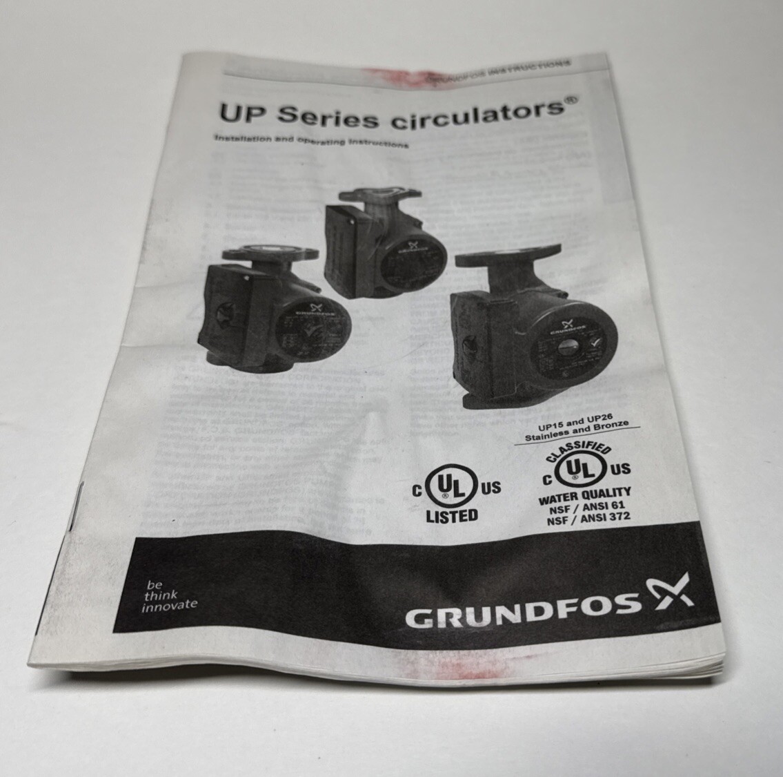 Grundfos 52722370, UP43-75BF Bronze Circulator Pump, 1/6 HP, 115V Pump New