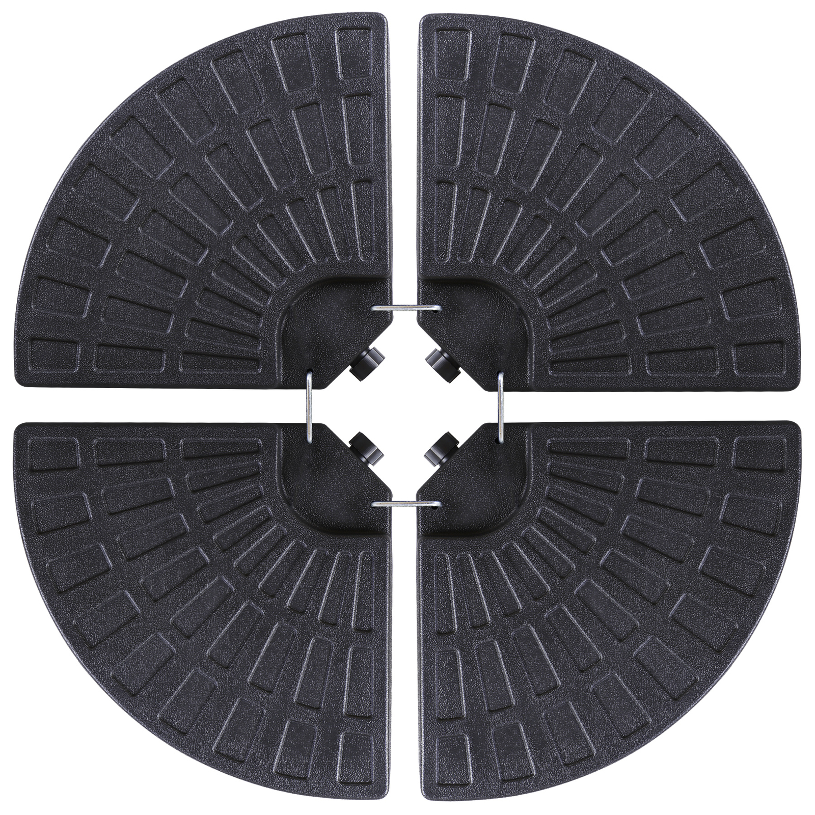 4-Piece Offset Patio Umbrella Circular Base Stand  w/ Hooks & Carry Handles