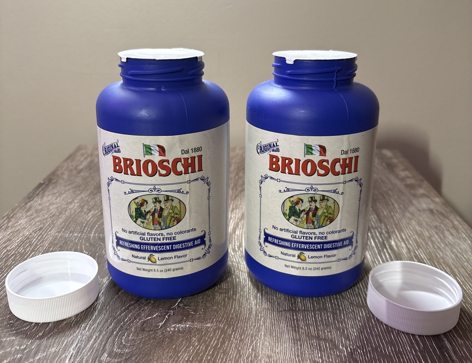 Brioschi Italian Lemon Flavored Effervescent Heartburn Aid, 8.5 Oz - 2 PACK