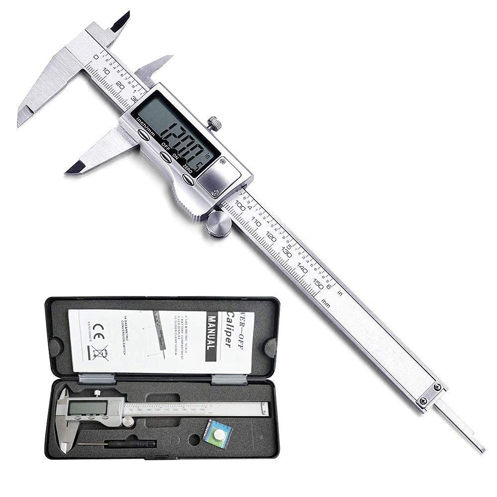 Digital Caliper IP54 Waterproof Stainless Steel Measuring Tool 6 Inch LCD