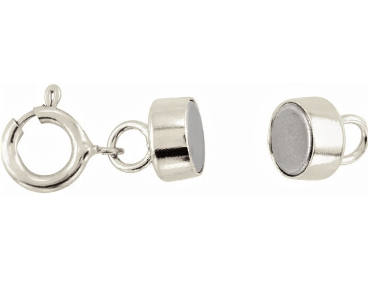 4.5mm 14k MAGNETIC CLASP Converter 1/2" Extender WHITE Gold spring ring RHODIUM