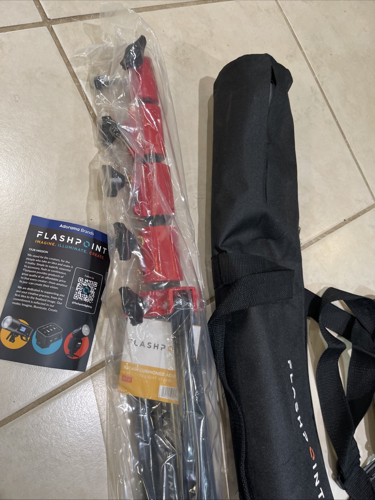 Flashpoint 9.5' Air Cushioned Aluminum 4 Section Light Stand Red New other