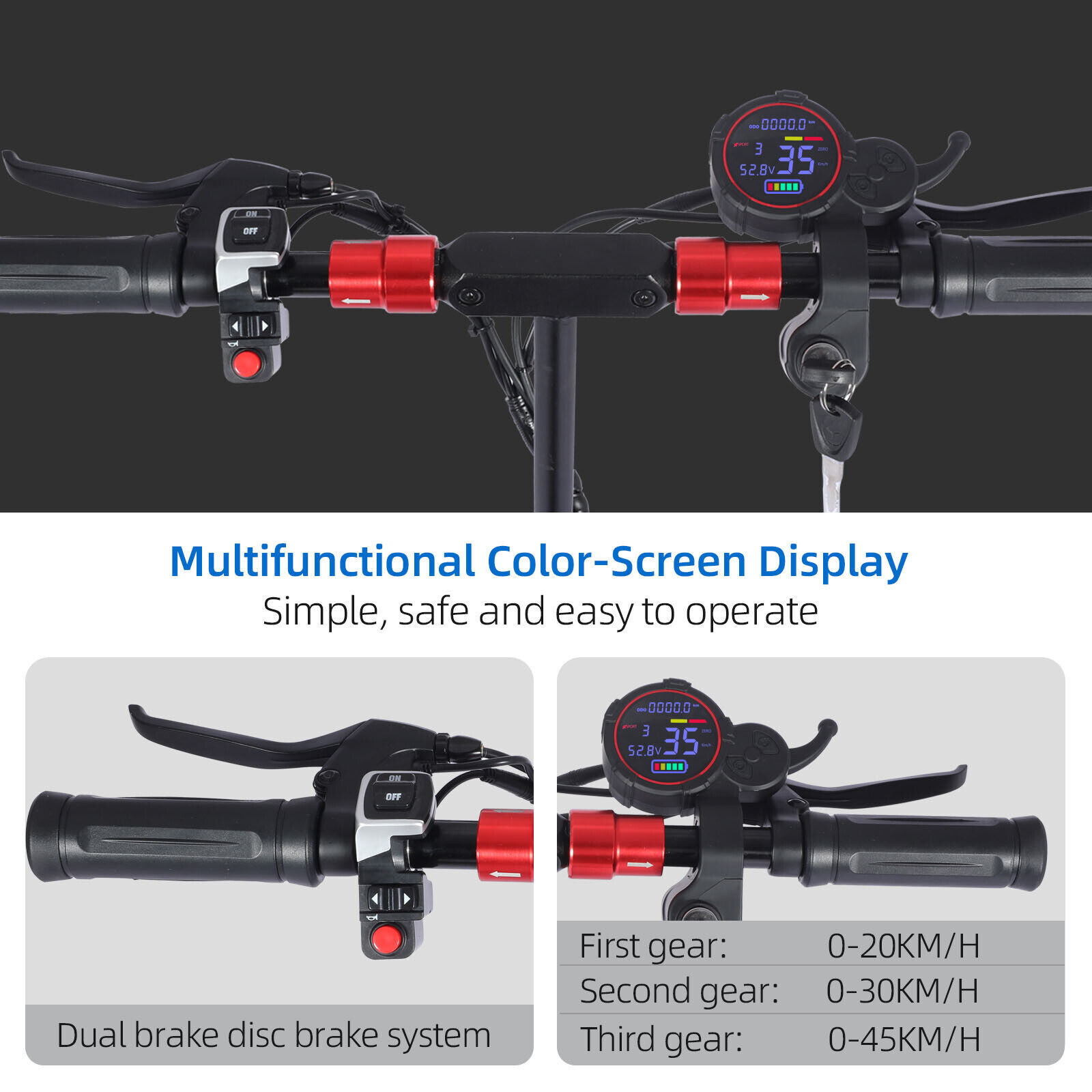 48v 1200W Electric Scooter For Adult 11"Off Road Fat Tires Fast Speed USA MAX x6