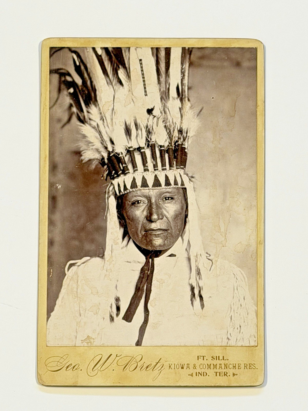 Vintage Native American Indian Cabinet Card; Fort Sill;