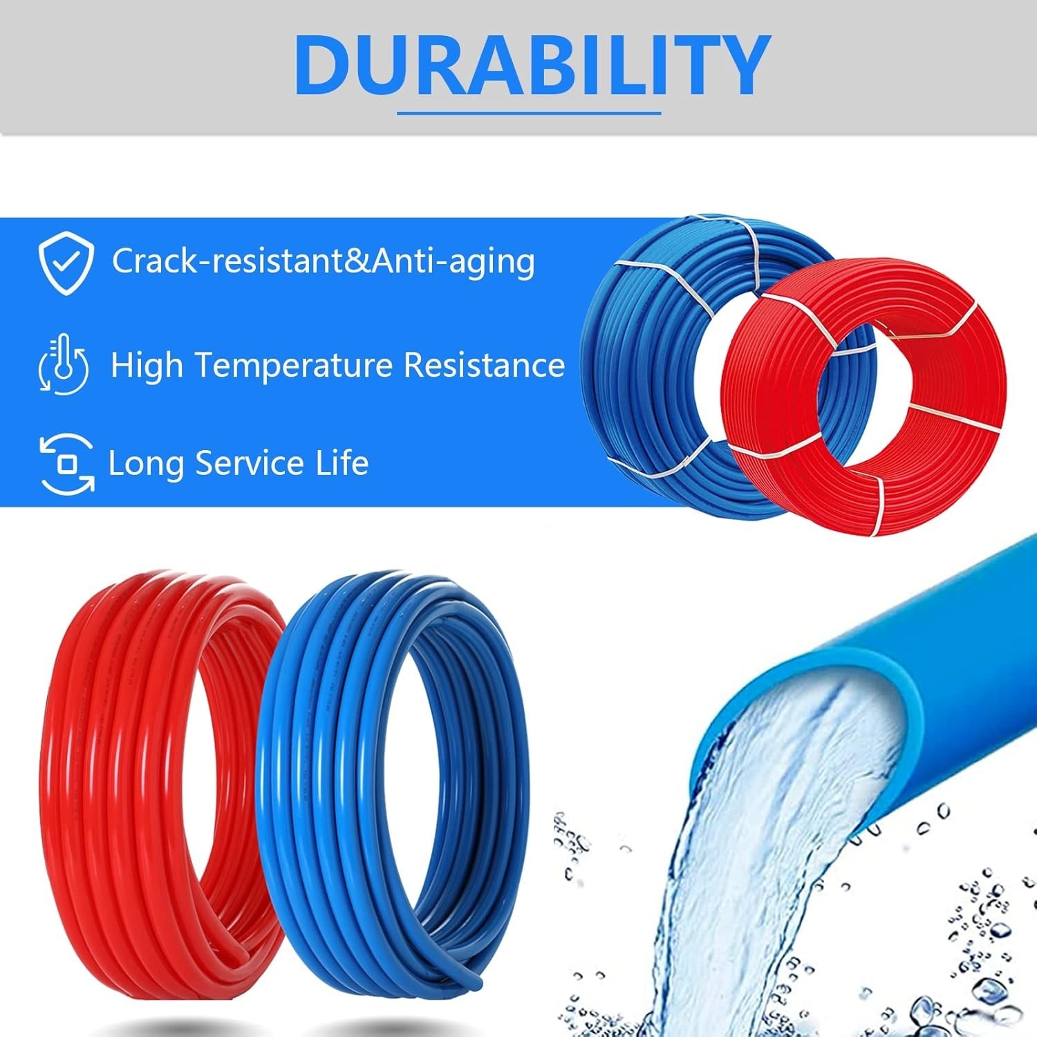 1 Inch PEX-B Pipe,1Roll x 100 Feet Length Blue PEX Tubing for Potable Hot/Cold..