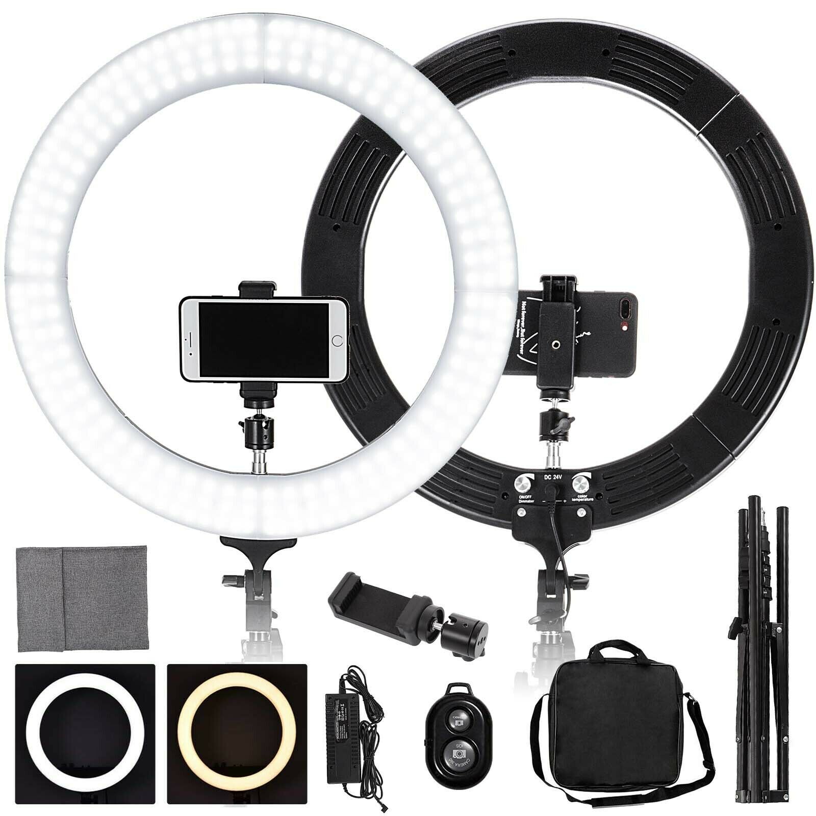 18'' LED SMD Ring Light Kit With Stand Dimmable 6500K For Camera Makeup Phone