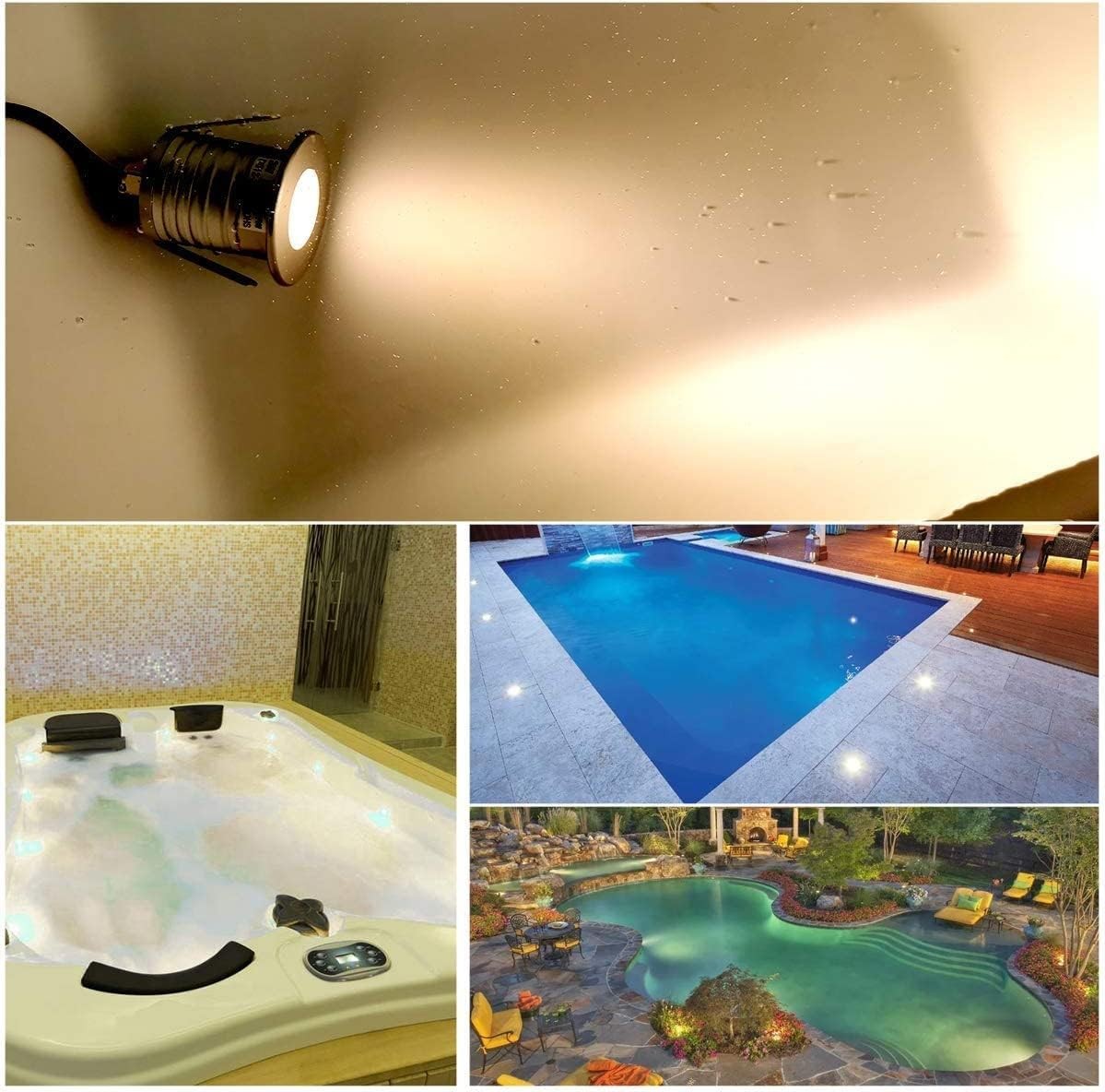 4Pack LED Pool Light Dimmable Warm White 3000K 3W Low Voltage Underwater Pond Li
