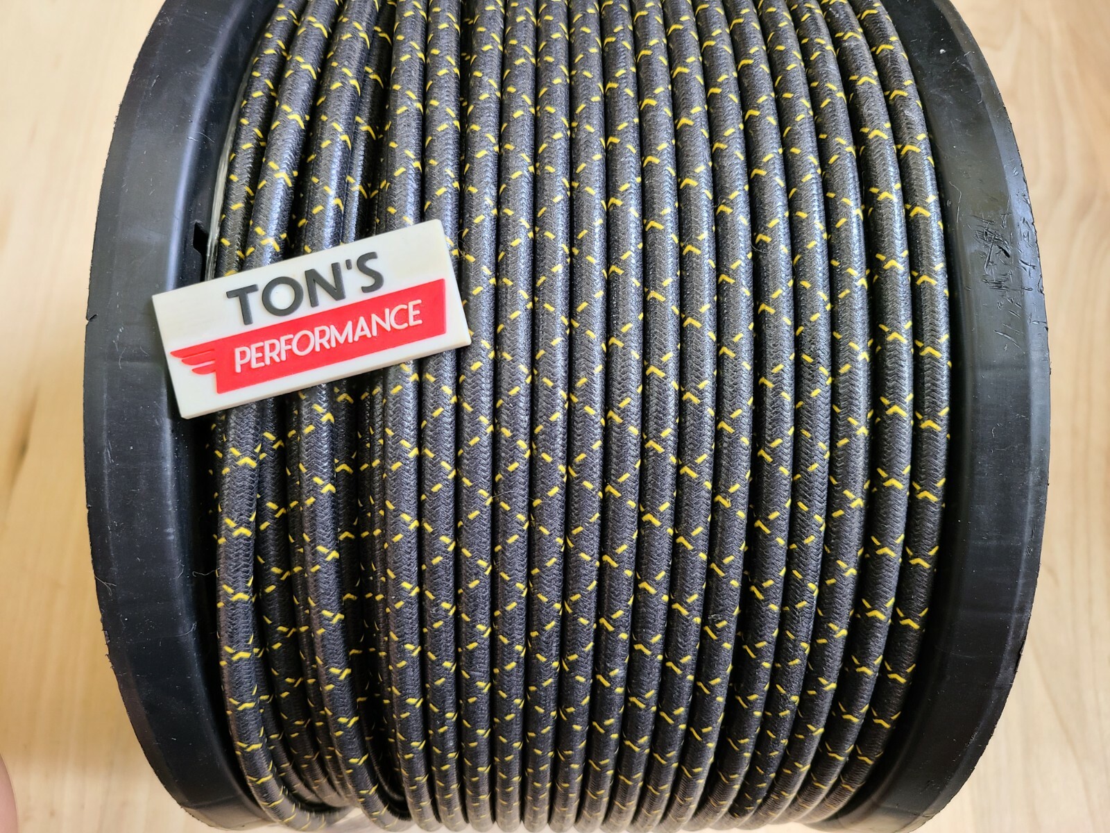 7mm COPPER CORE BRAIDED CLOTH Black with Yellow tracers SPARK PLUG WIRE DIY foot