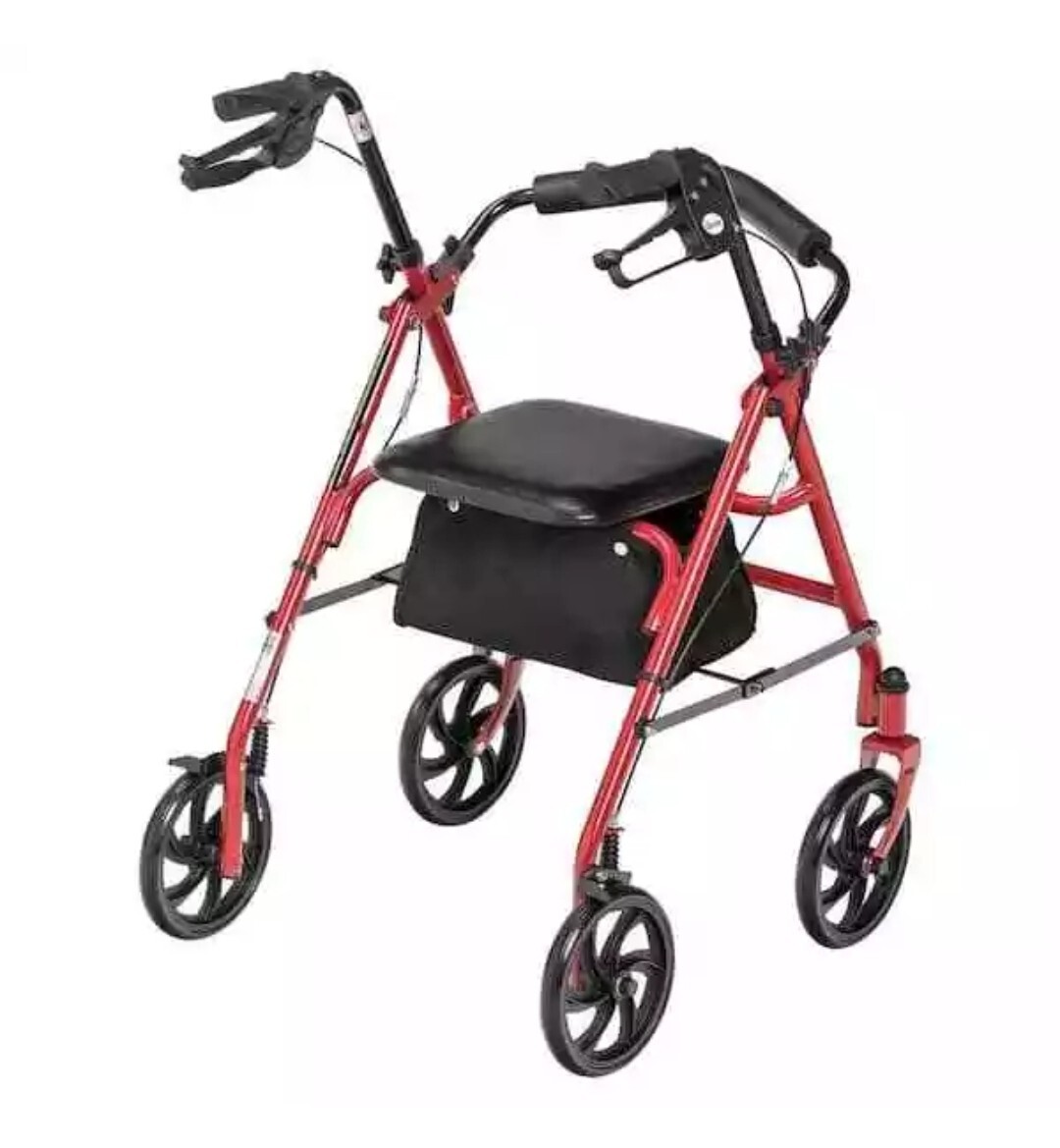 Drive Medical Four Wheel Rollator Rolling Walker Fold Up Removable Back Red
