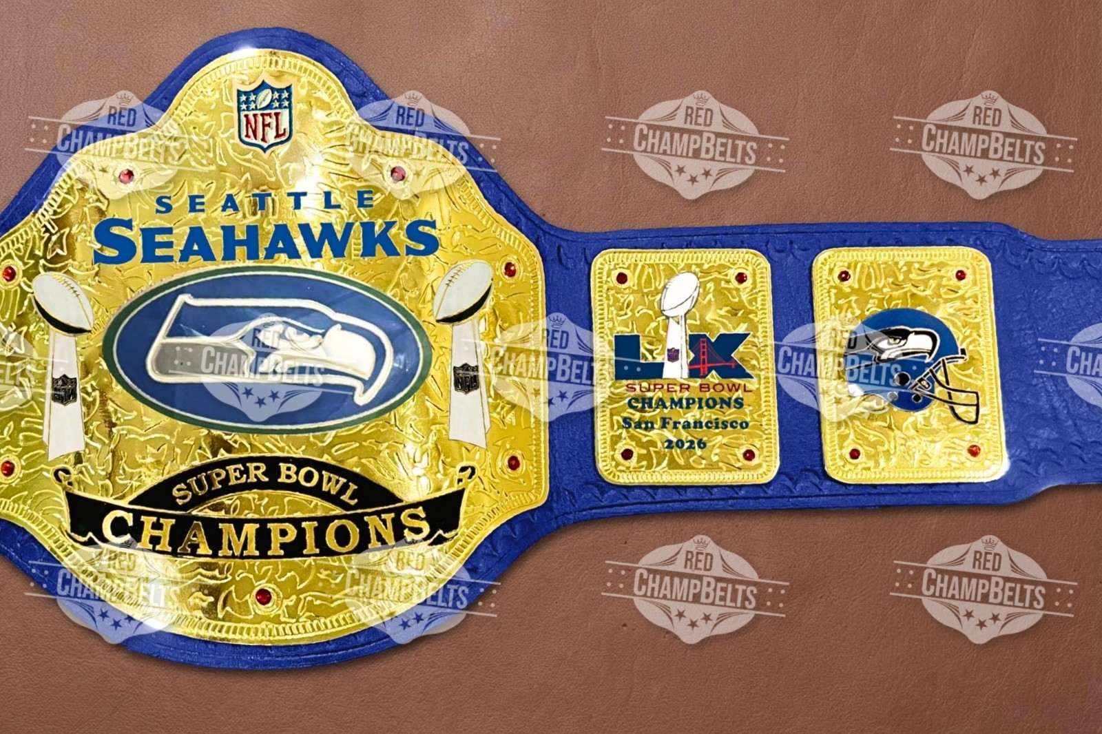 Seattle Seahawks NFL Championship Belt Adult Size 2mm Brass