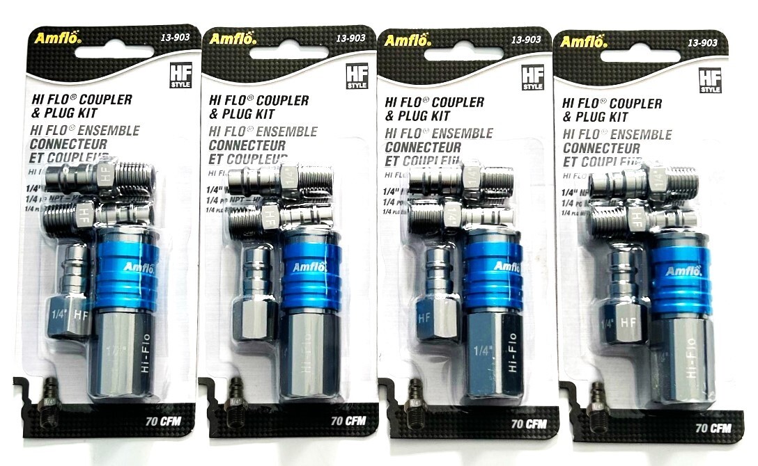32pc AMFLO 1/4" NPT High Flow Air Hose Coupler Fitting Assortment Set #13-903