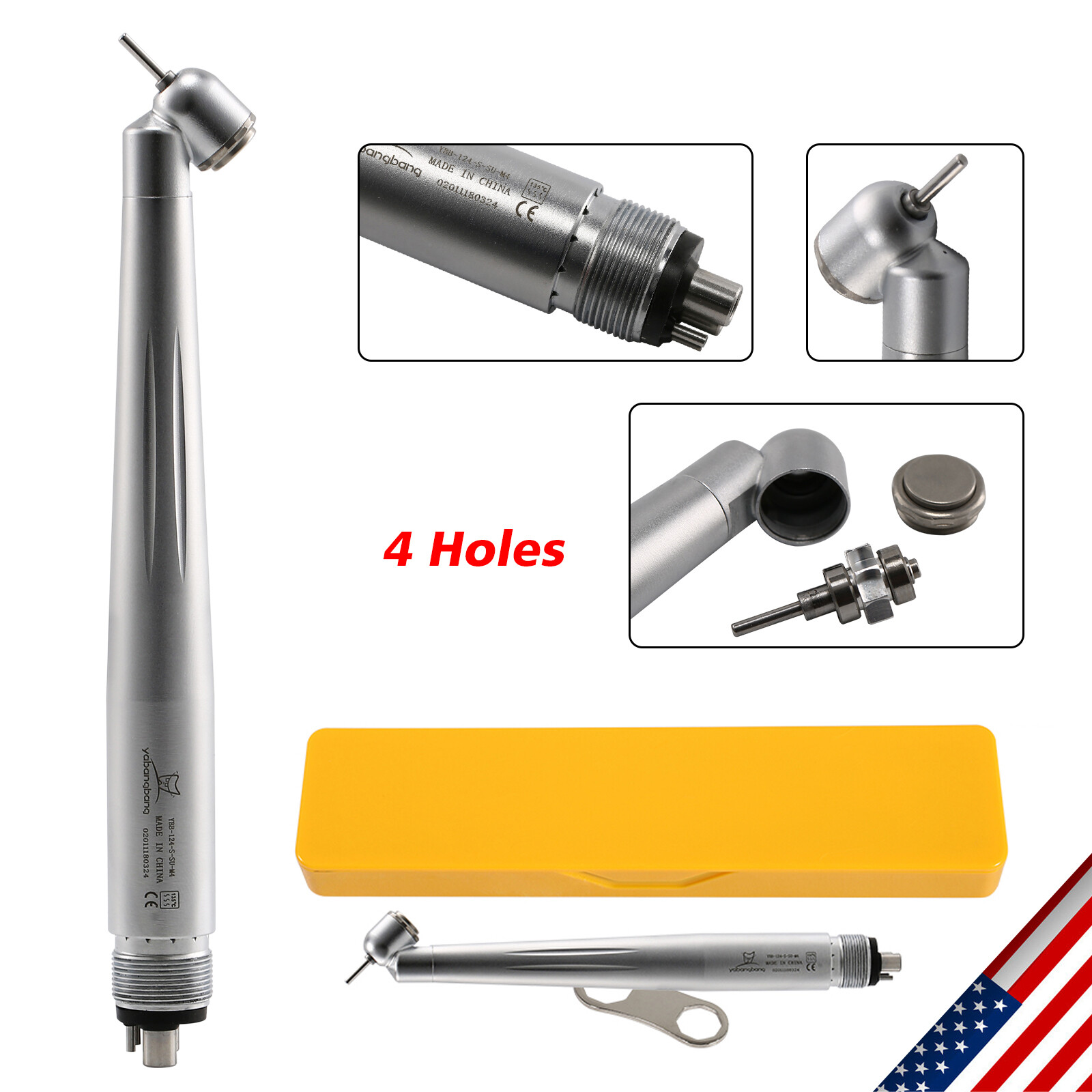 Yabangbang Dental LED/No LED 45 Degree Surgical High Speed Handpiece Push 4 Hole