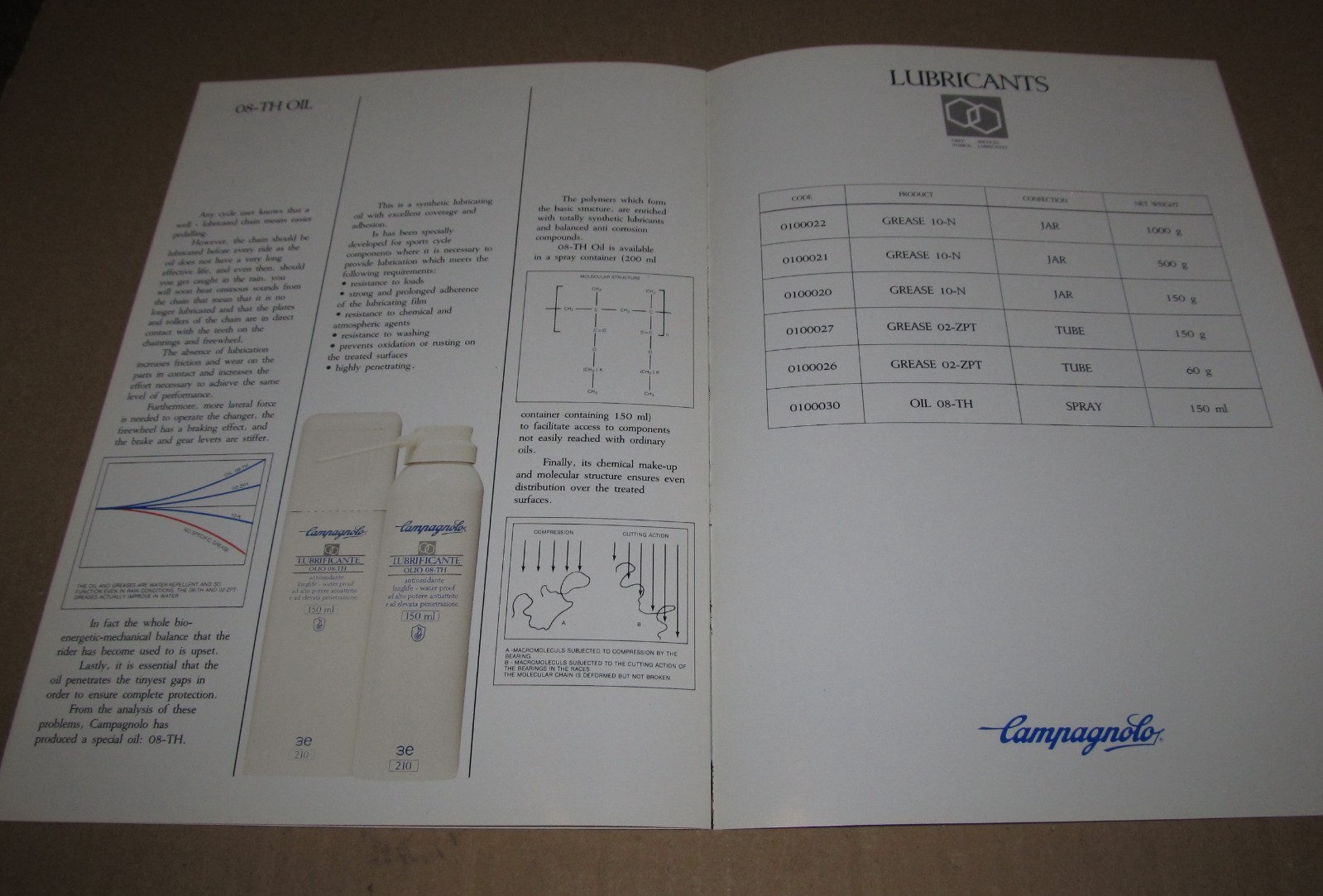 Campagnolo Grease, Oil and Lubricants Brochure 1980's