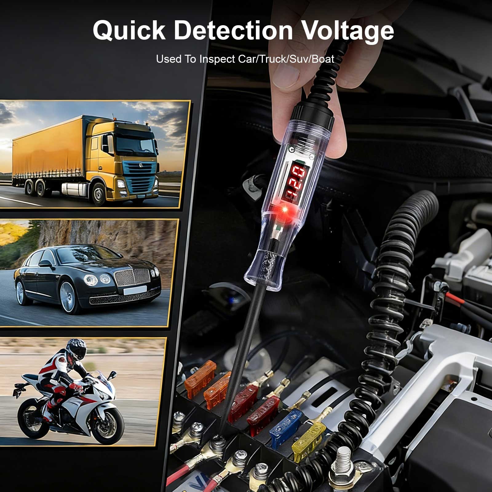 3V-120V Digital Automotive Circuit Tester LED Test Light Voltmeter Polarity Pen