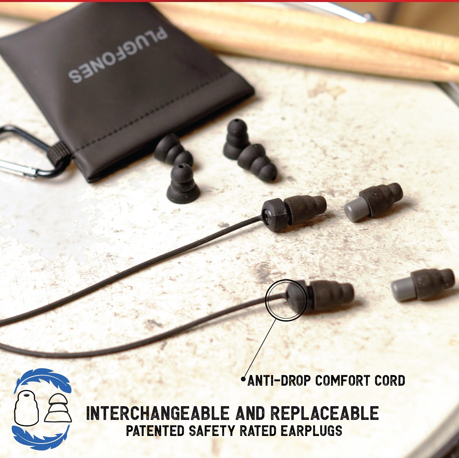 Plugfones High Fidelity Musician Ear Plugs and Concert Earplugs