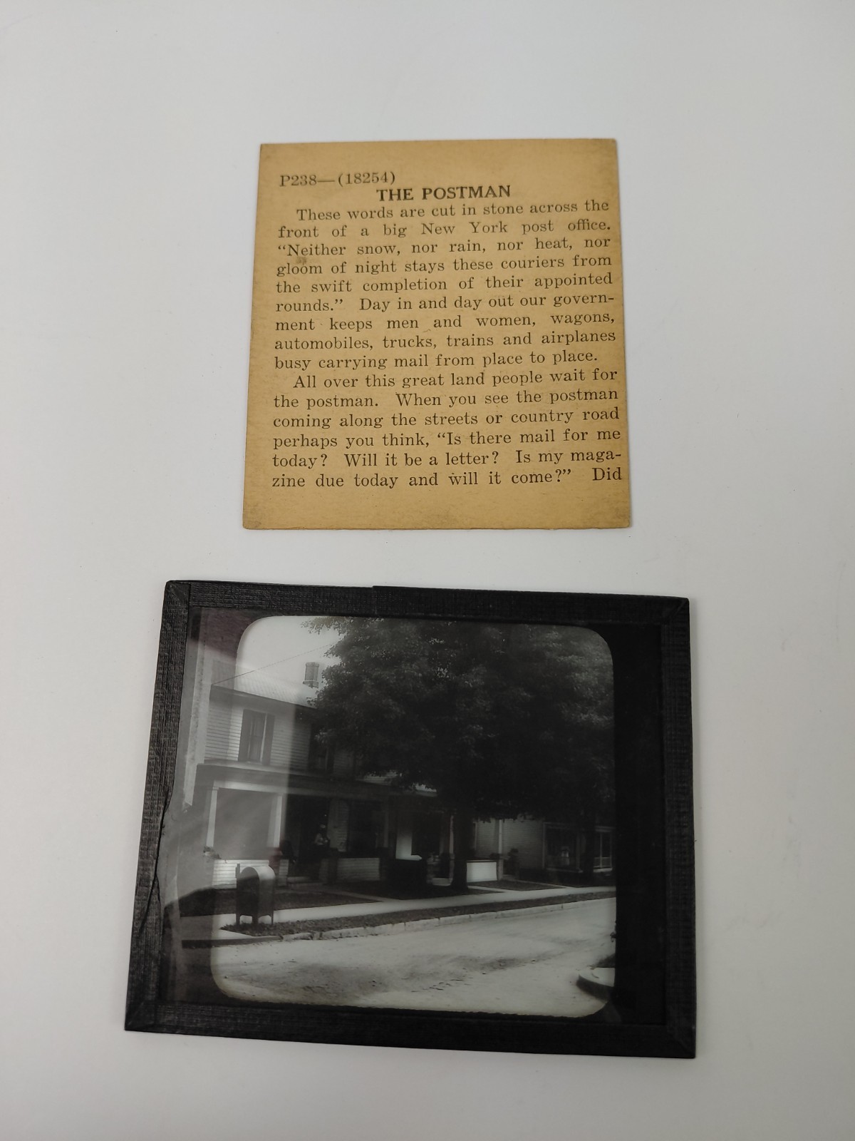 Magic Lantern Glass Slide Photo Keystone P238 The Postman Deliverinv Mail