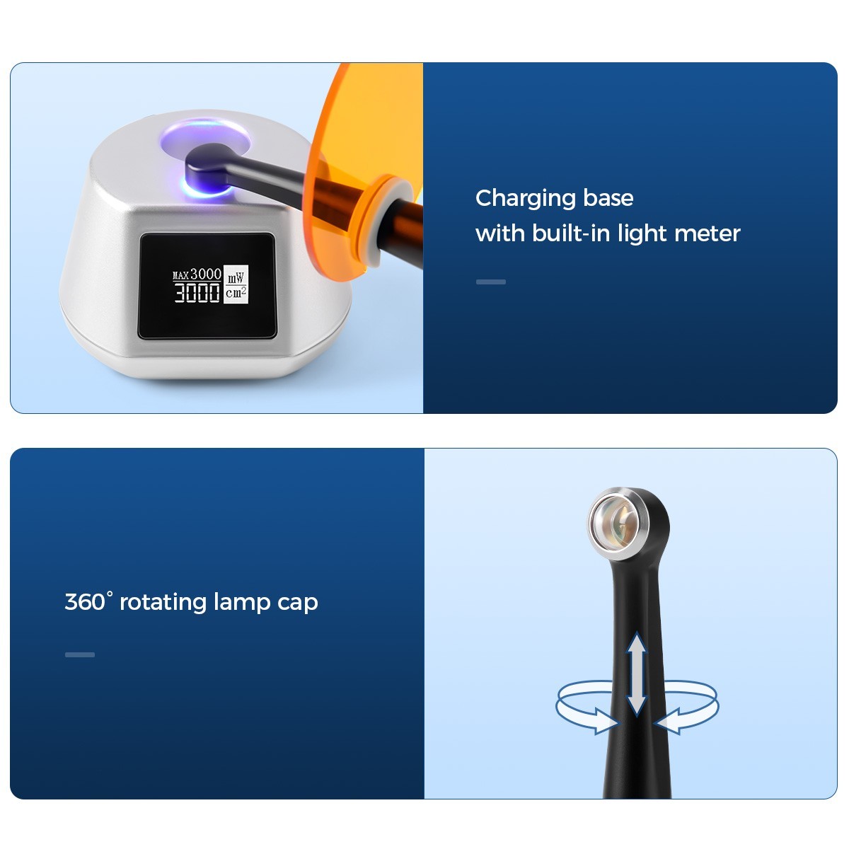 Professional Dental Curing Light 1 Sec Cure High Power 3100mW/cm² 7 Modes LED