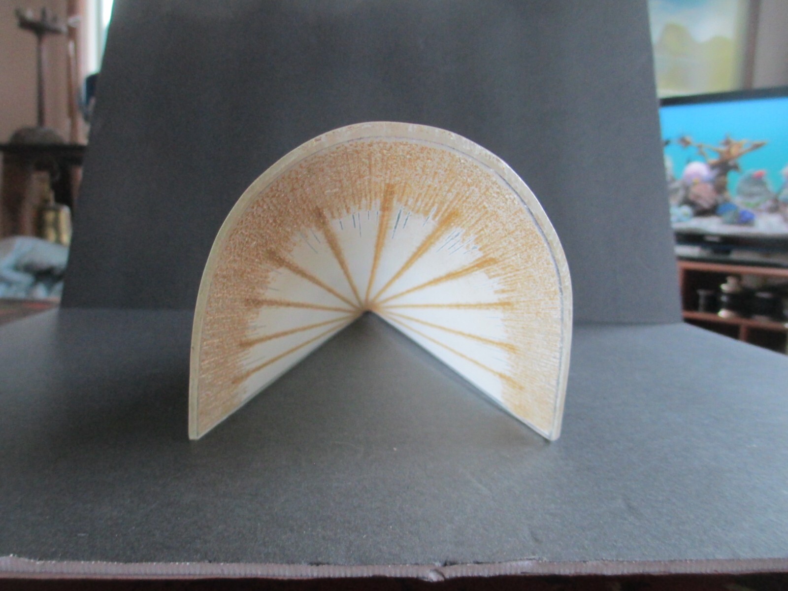 Vintage Lightolier MCM 1950s Gold Champagne Sconce Slip Shade Light Lamp C87