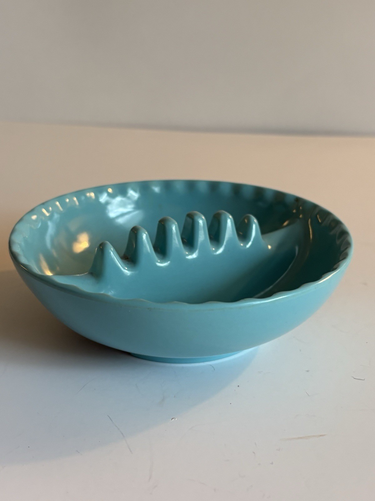 Vintage ANHOLT Ashtray Pale Blue Turquoise 5” Round Melamine USA Retro