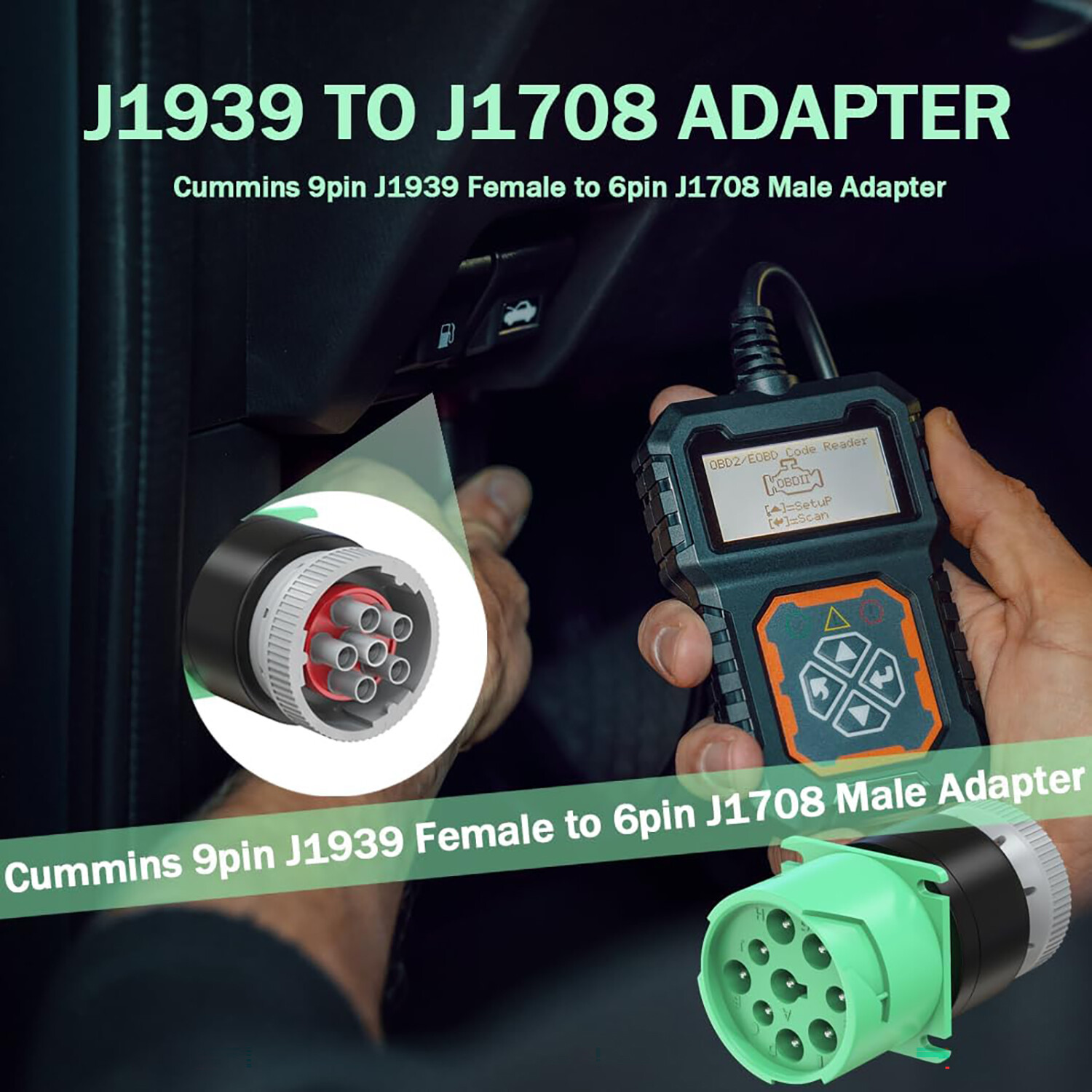 6 Pin To 9 Pin Adapter J1708 J1939 Heavy Duty Truck USB Link