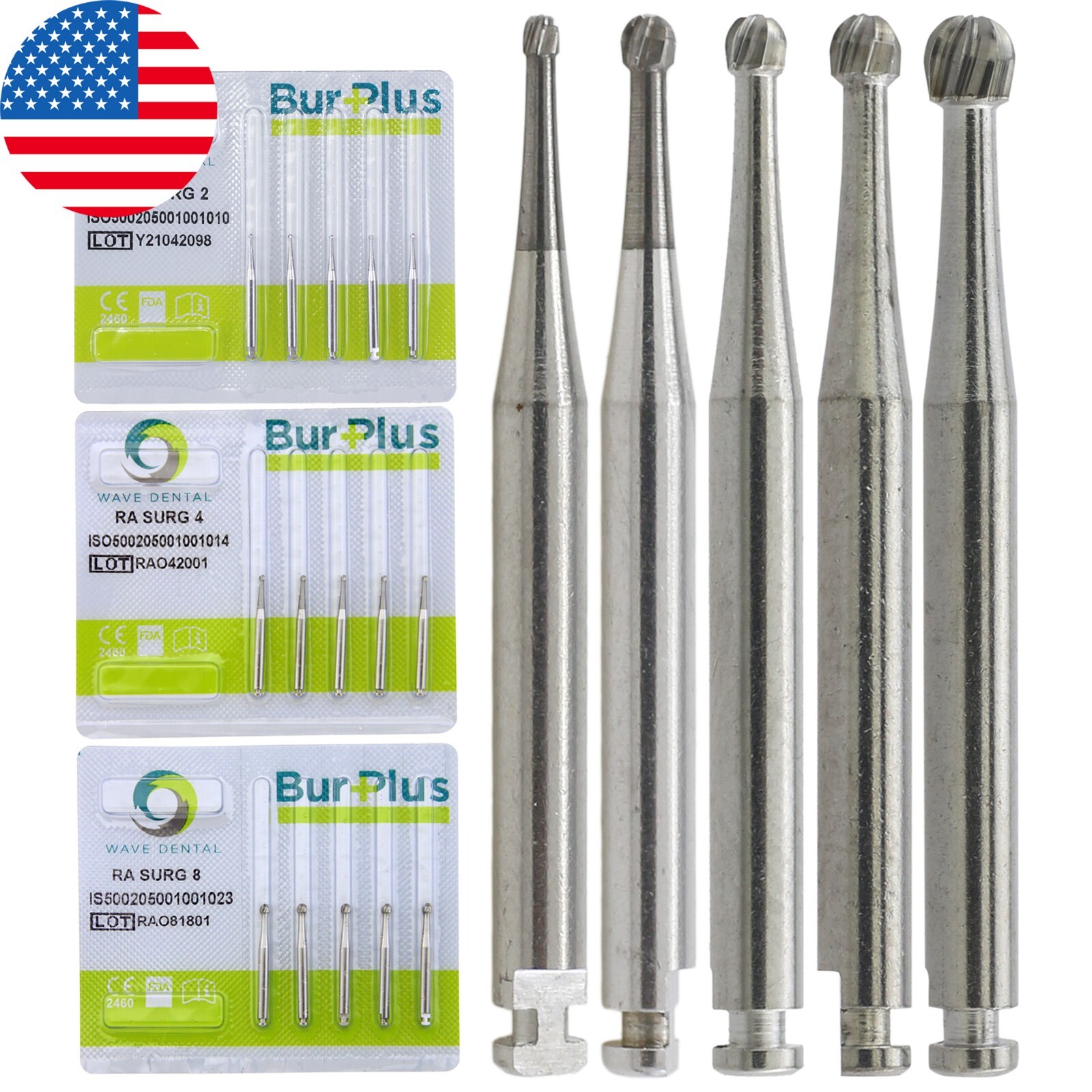 Wave Dental Carbide Round Burs Surgical Length Latch Burs Low Speed LA RA 2 4 6