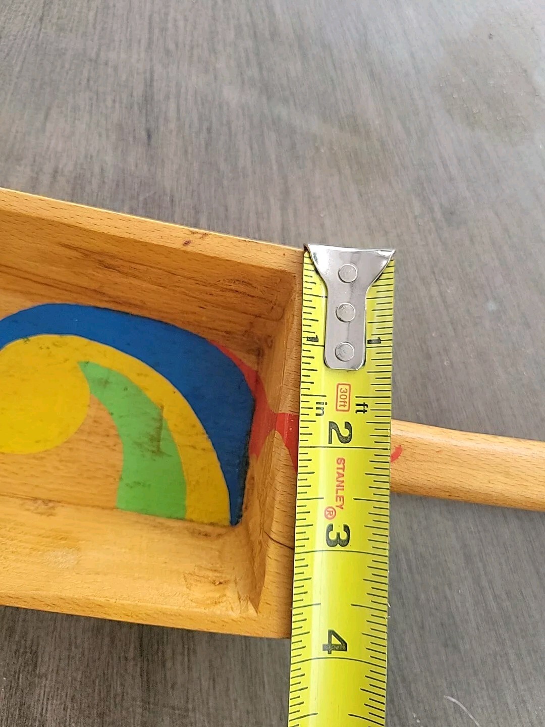 Vtg Folk Art Wooden Tole Grain Flour Scoop Painted Primitive Farm Core READ