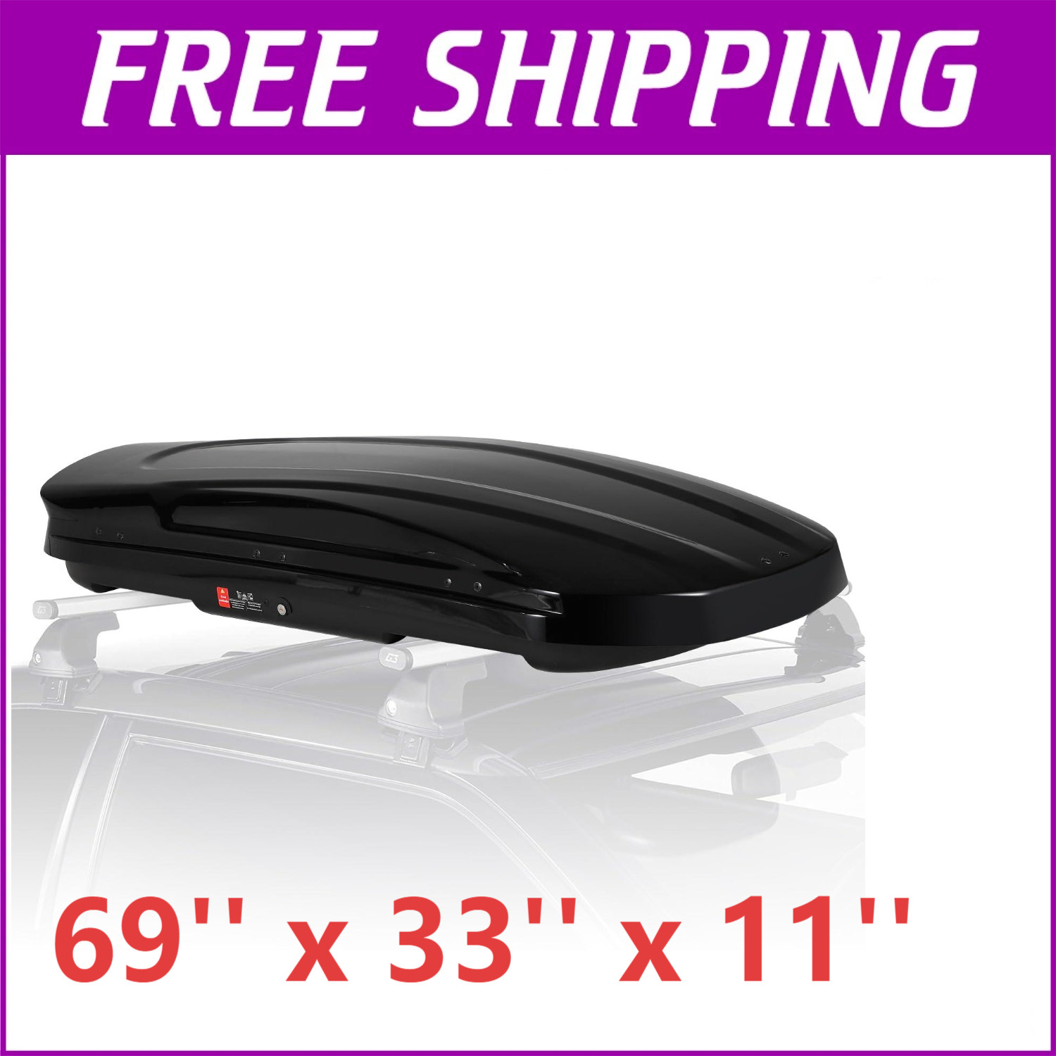 Heavy Duty Hard Shell Roof Top Cargo Carrier Waterproof Storage Box 17 Cu. Ft.