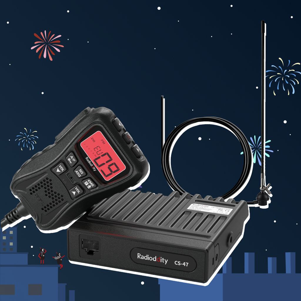 Radioddity CS-47 One Hander CB Radio, LCD Mic with Built-in Speaker, AM/FM