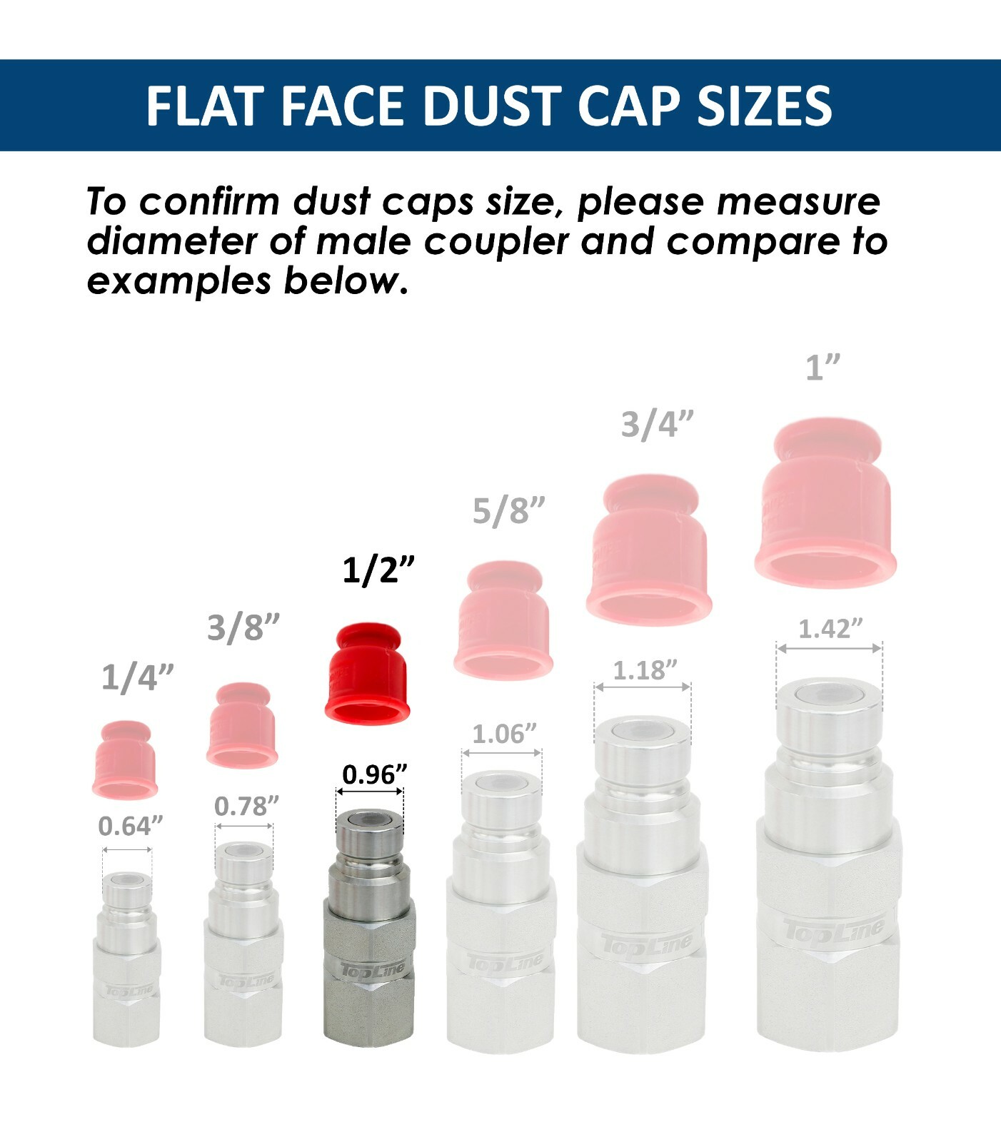 1/2" body Dust cap set for Flat Face Hydraulic quick coupler Bobcat skid steer