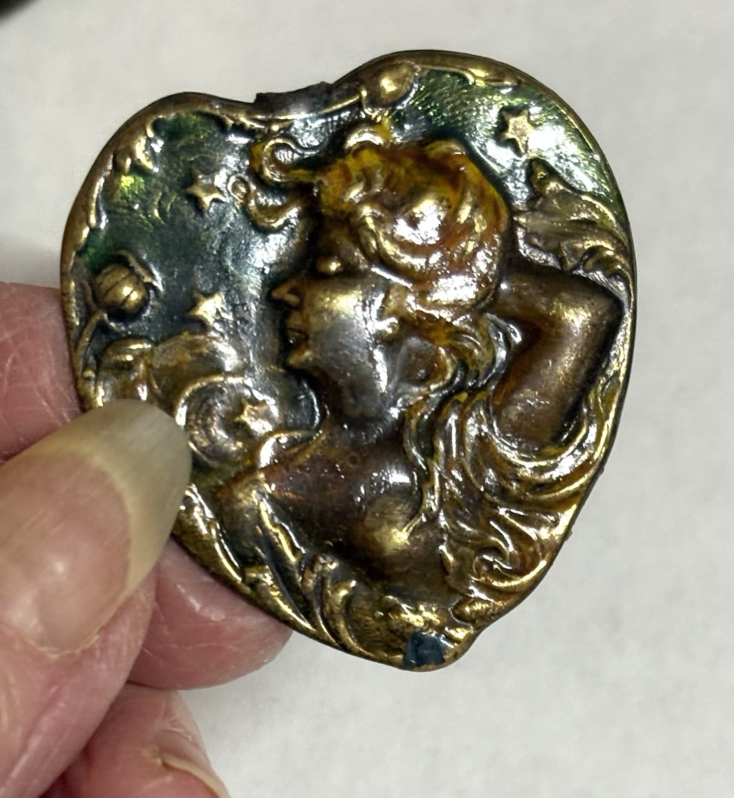 Lot ART NOUVEAU VINTAGE BRASS STAMPINGS NYMPH Ladies Cupid 6 Different Findings