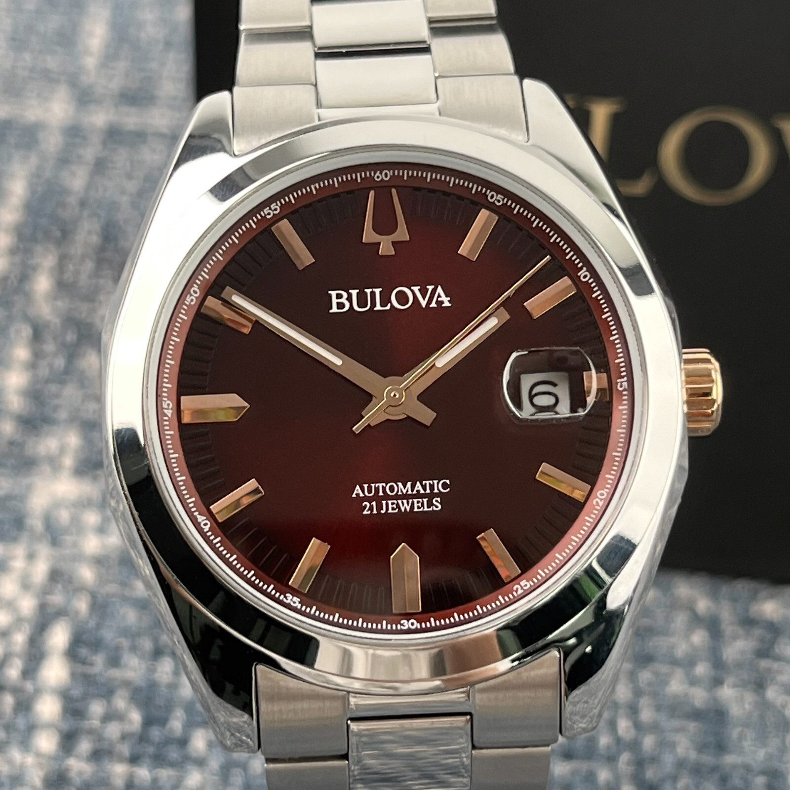 Bulova Surveyor 98B422 Red Dial Stainless Steel Automatic Men's Watch