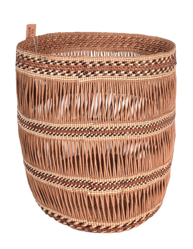 Hupa Open Work Basket Mid/Late 20th Century   Size  8.625" H x 7.625" x 6.75" D