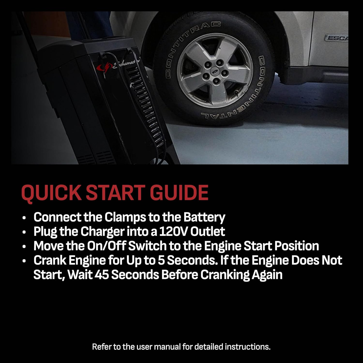 Wheeled Automatic 6A Car Battery Charger and 150A Engine Starter, 4-In-1 Solutio