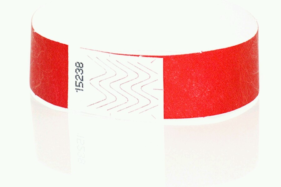 500 RED 3/4" PAPER WRISTBANDS, TYVEK WRISTBANDS, PAPER ARM BANDS