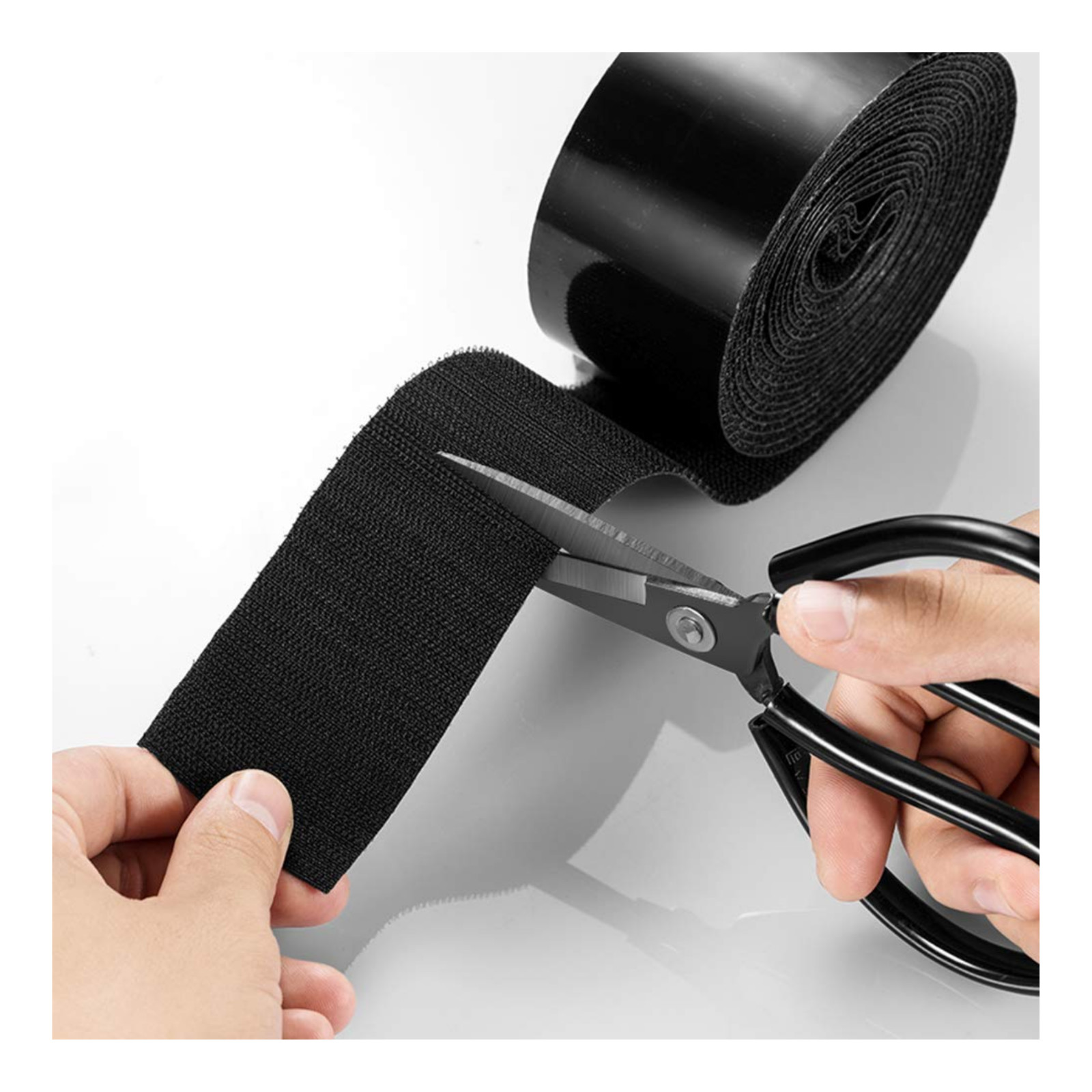 Strenco 2 Inch Adhesive Black Hook and Loop Tape 5 Yards Heavy Duty Strips