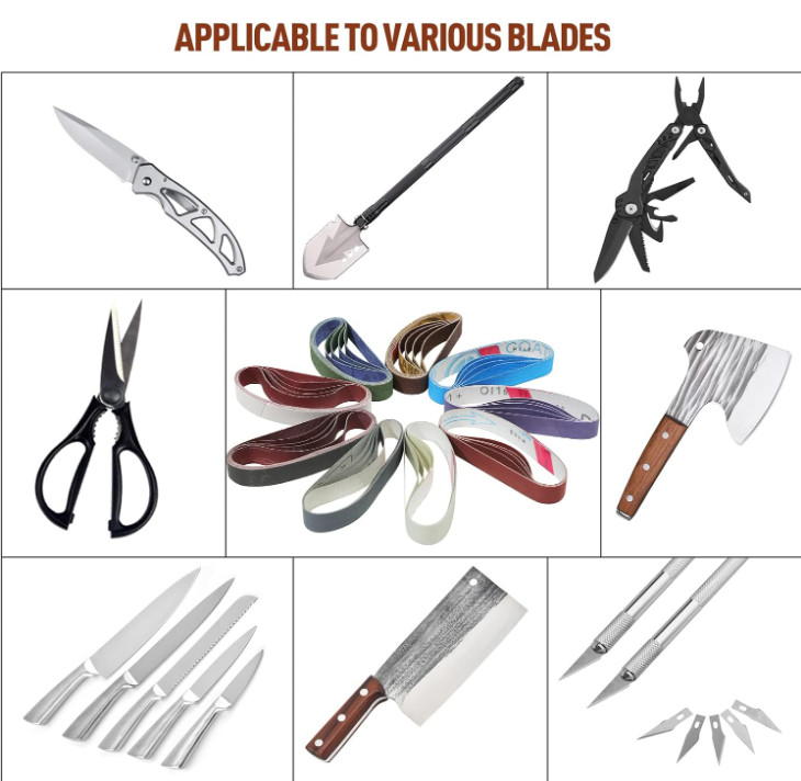 Kit 45 bandas abrasivas 3/4x12 para afilar cuchillos con múltiples granos