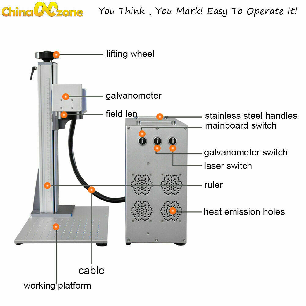 60W JPT M7 Mopa Fiber Laser Engraving Color Marking machine 300mm Lens for Metal