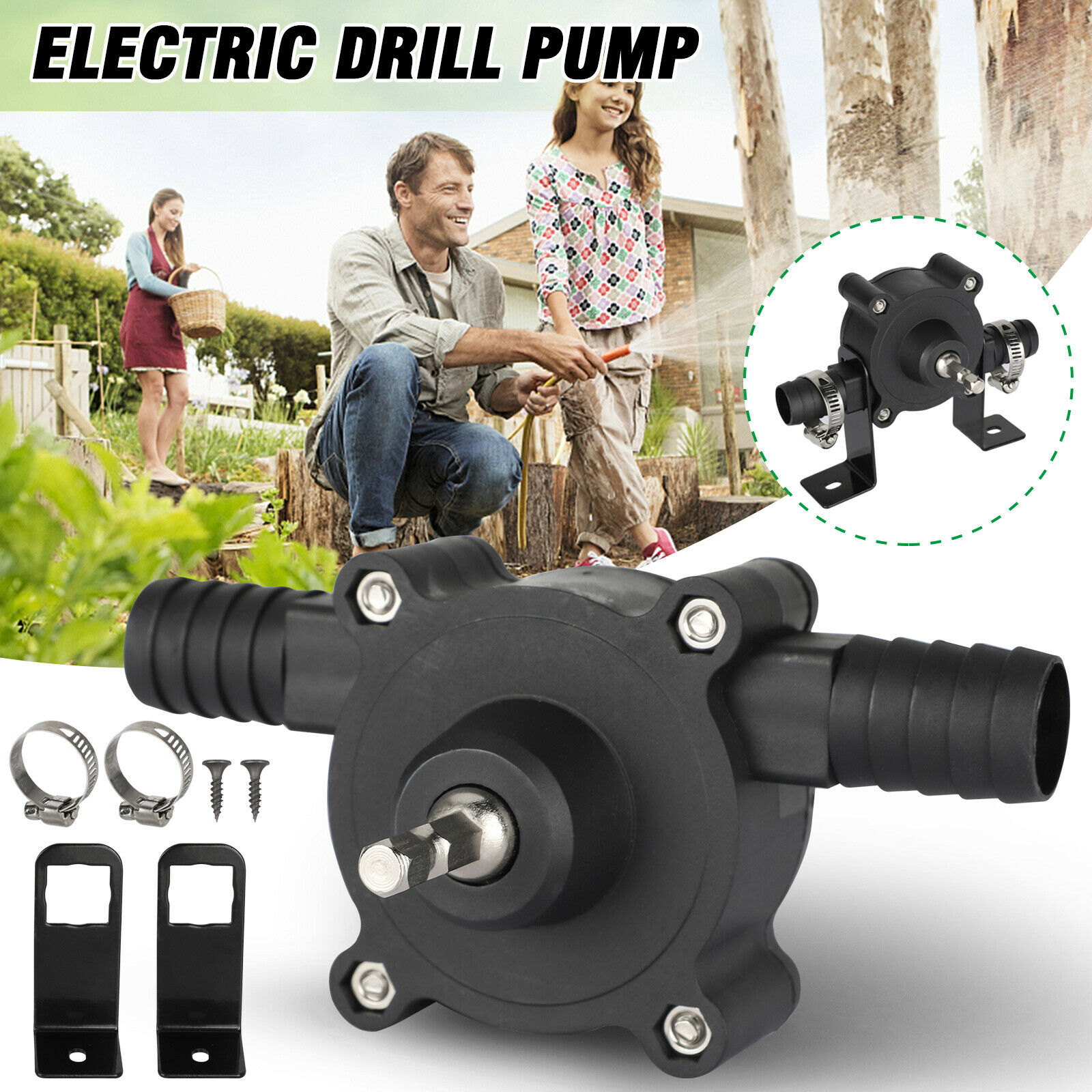 Home Electric Drill Drive Self Priming Pump Water Oil Fluid Transfer Pumps Tools