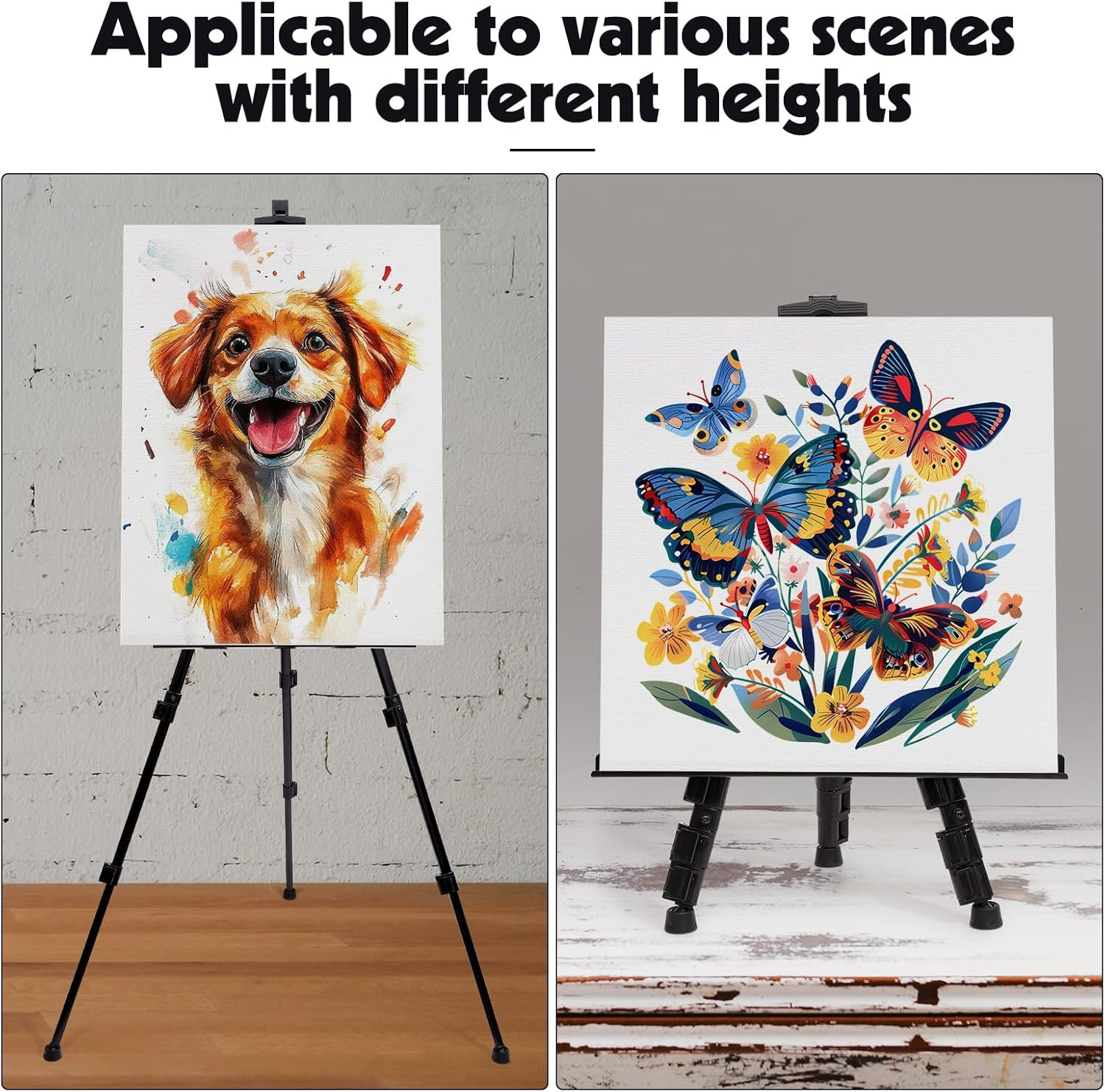 2 Pack Adjustable Art Easel Stand for Painting & Display, 17-66in Aluminum Metal