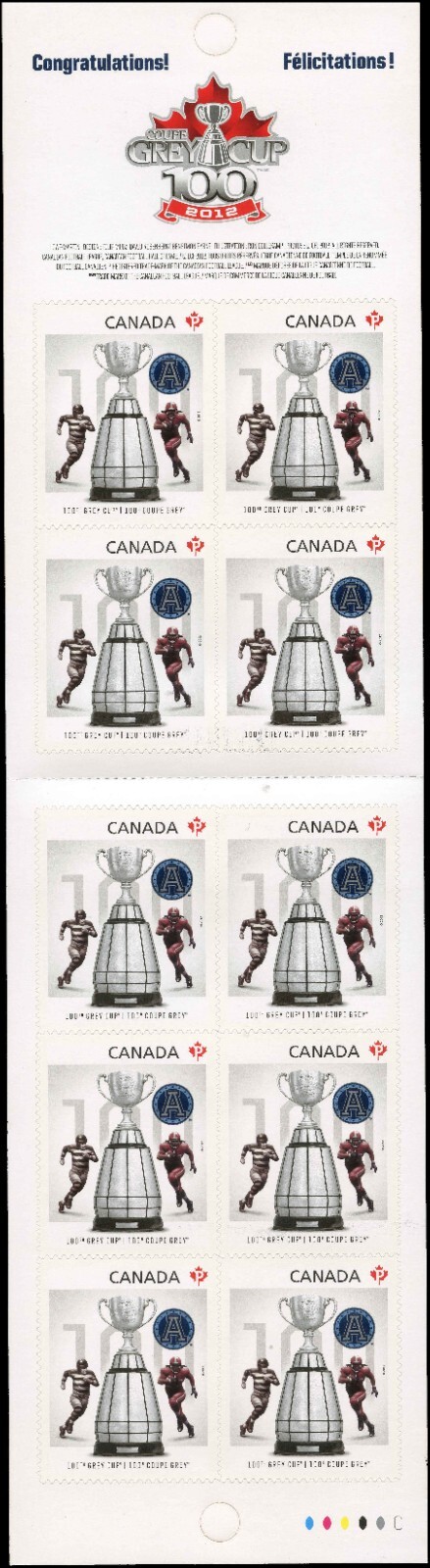 Canada Stamps, Booklets of 10, Grey Cup, #2598a, BK516 MNH