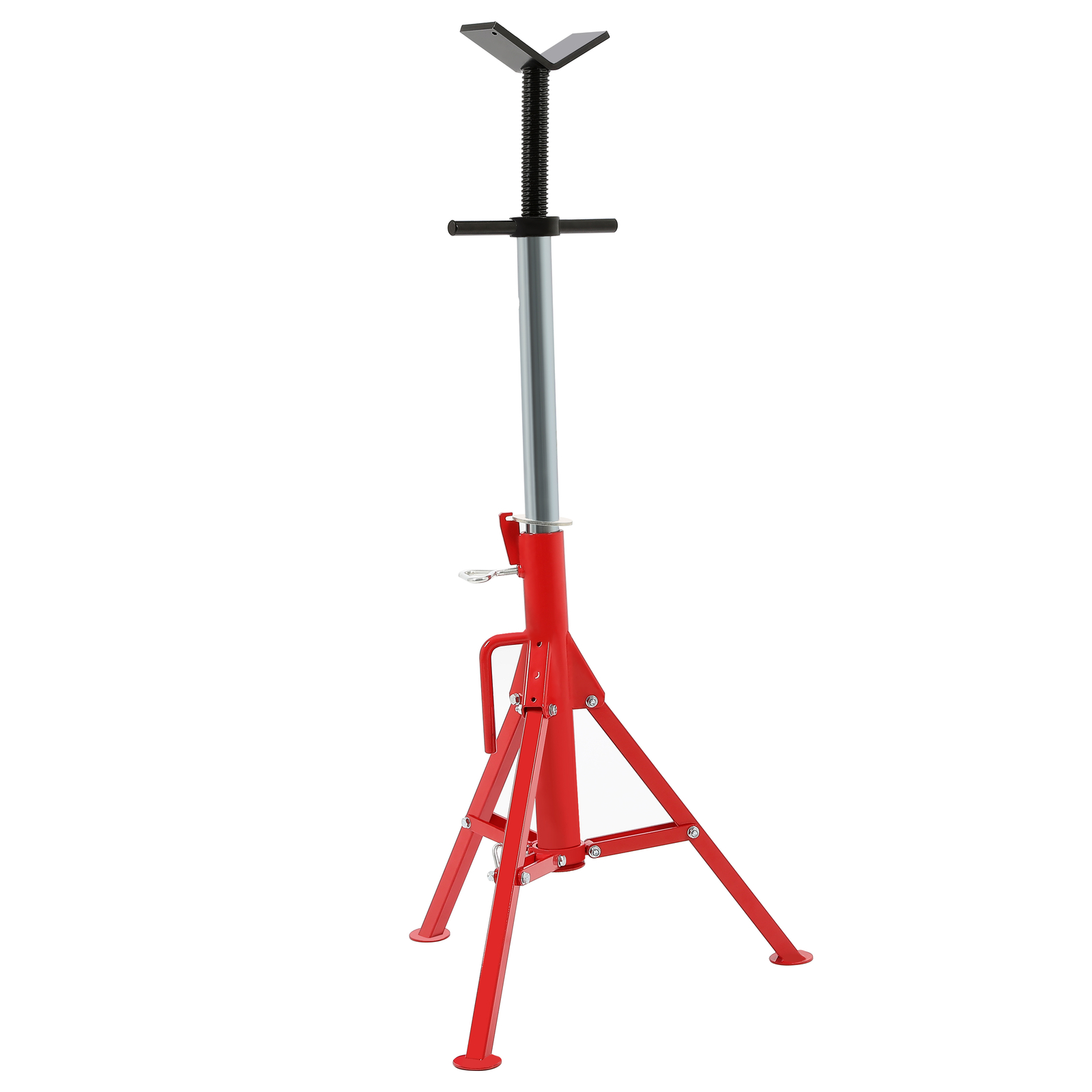 28"-52" Height 2500LB Steel Red V-Head Pipe Stand Folding Tripod Jack
