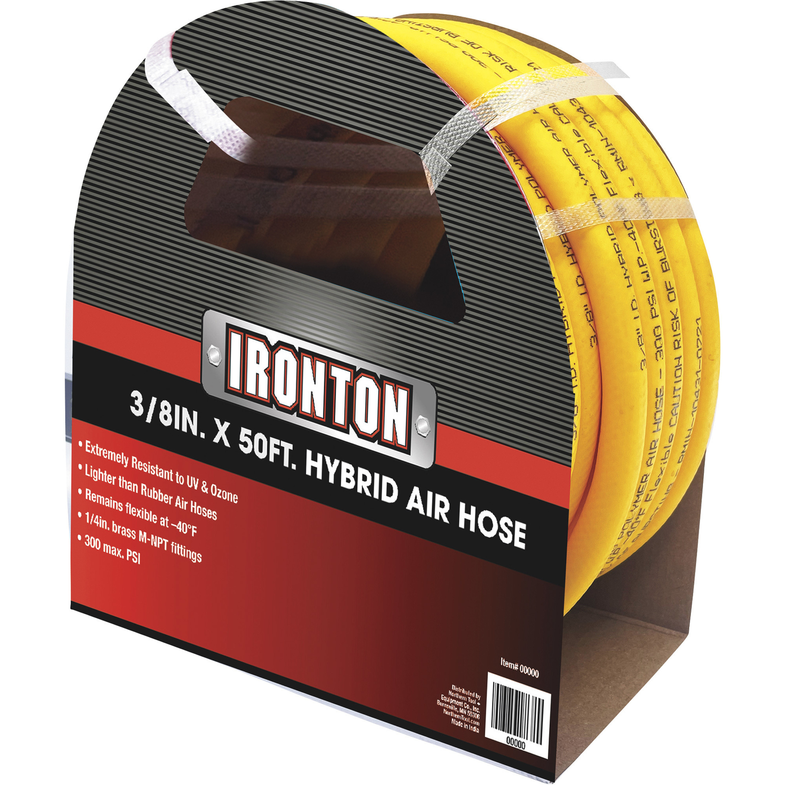 Ironton Hybrid Air Hose, 3/8in. x 50ft., 300 PSI