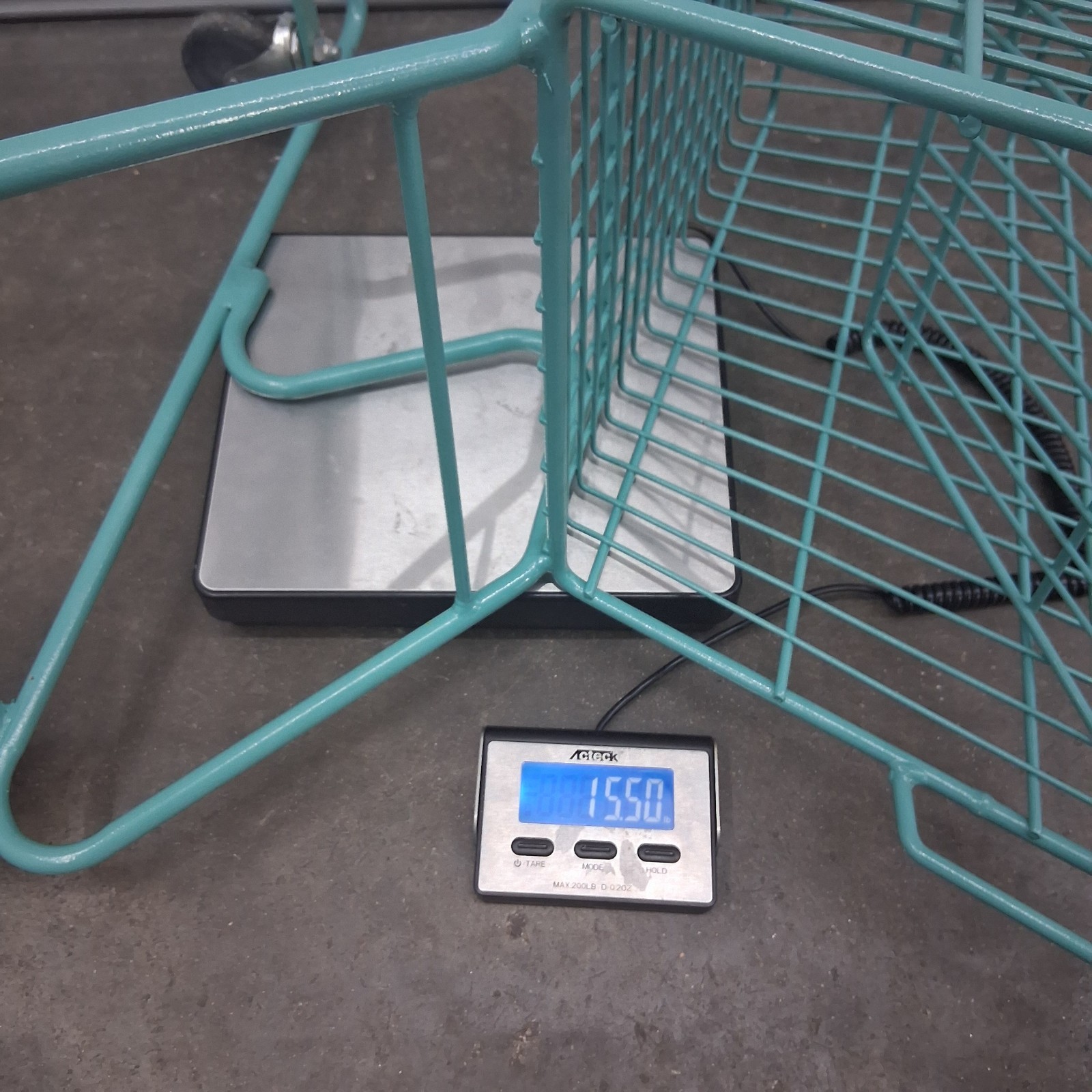 Vintage 70's Winn-Dixie Teal Child's Small Shopping Cart 25" Metal Grocery Buggy