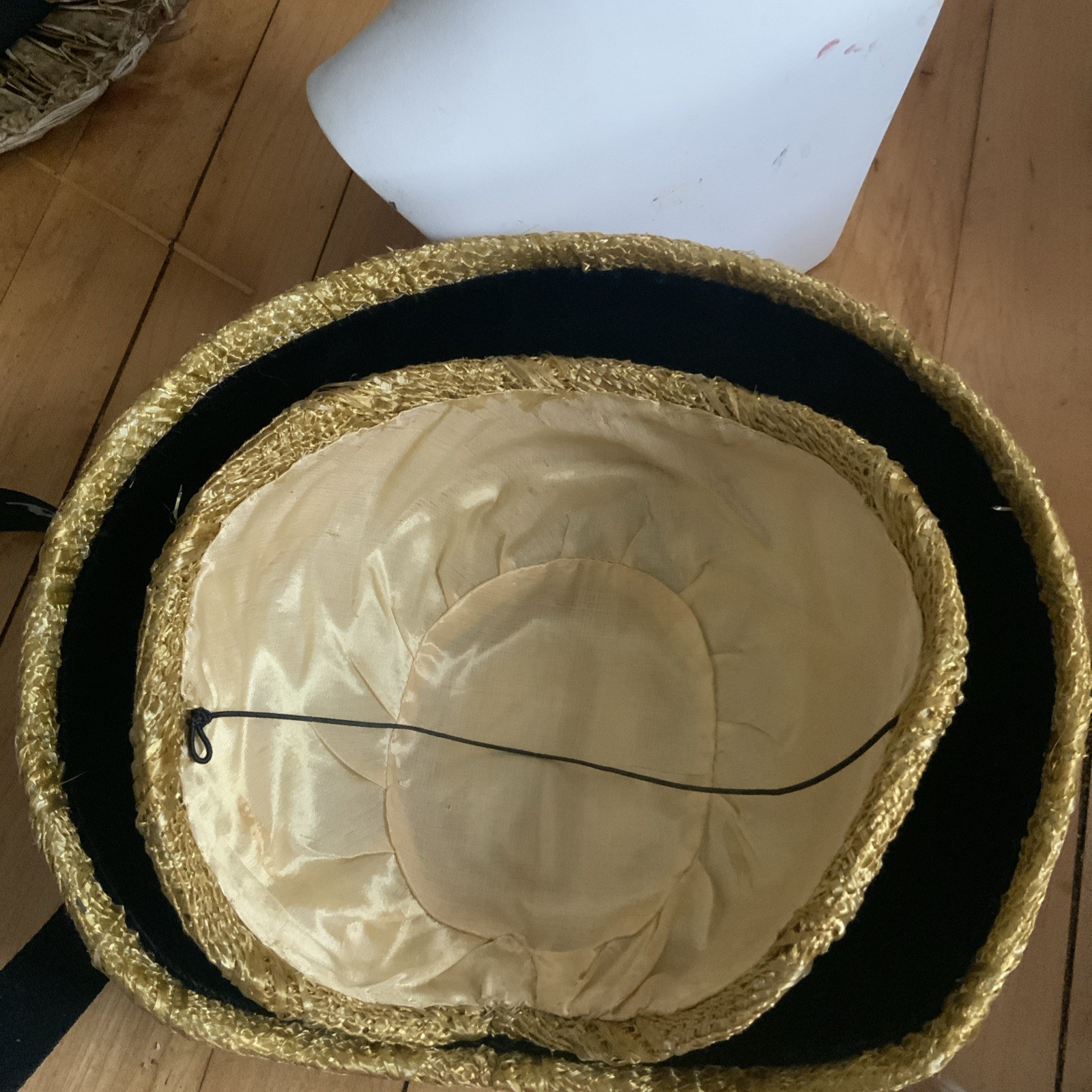 Vintage 1940s/50’s Hat In A Hat Possible Handmade Straw & Velvet Derby Church